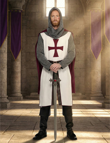 Costum de cavaler templier de lux pentru bărbați 