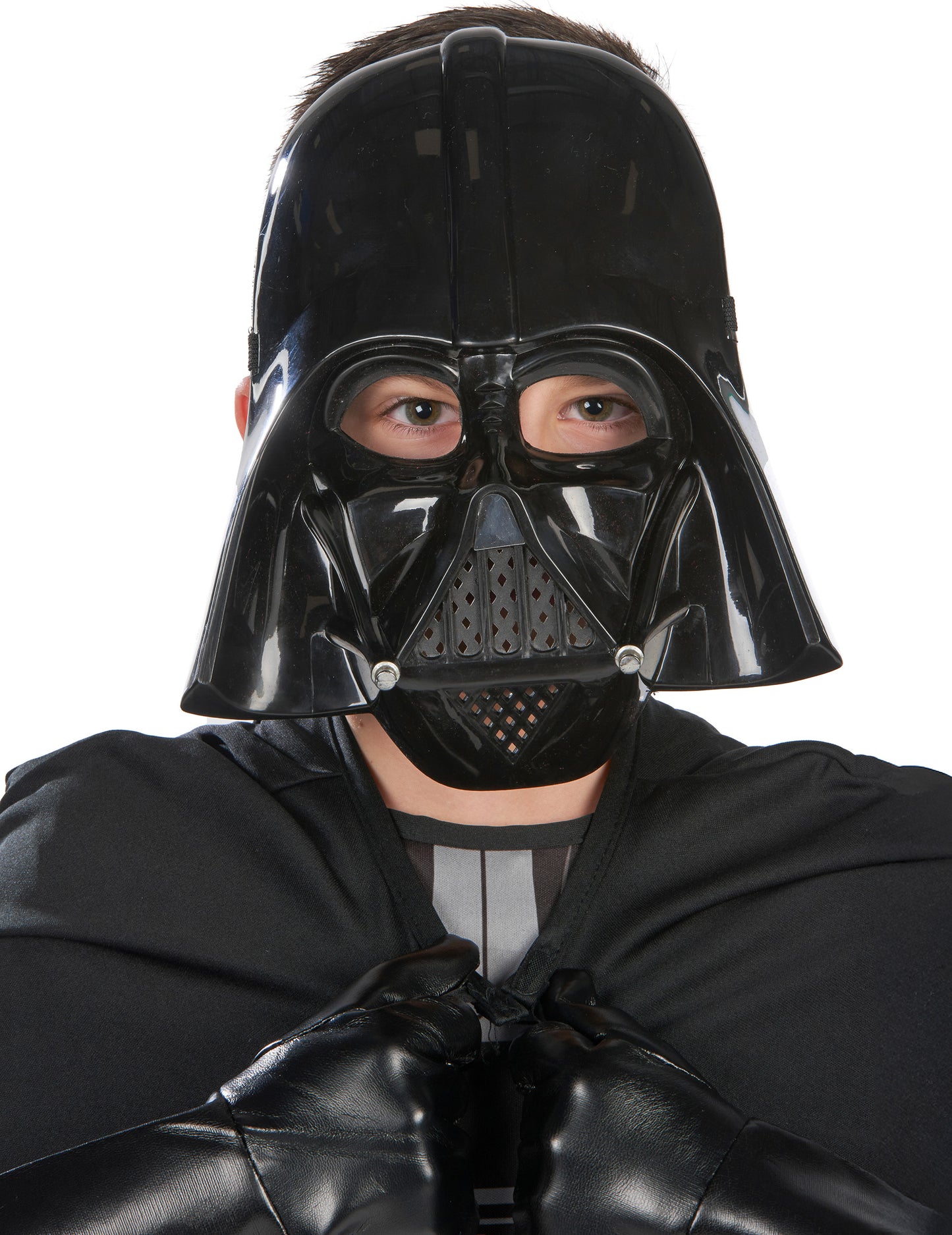 Gros plan sur le masque du déguisement classique Dark Vador pour garçon