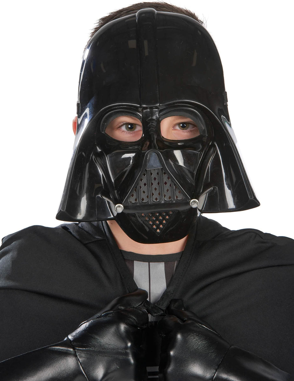 Prim-plan asupra măștii costumului clasic Dark Vador pentru băiat