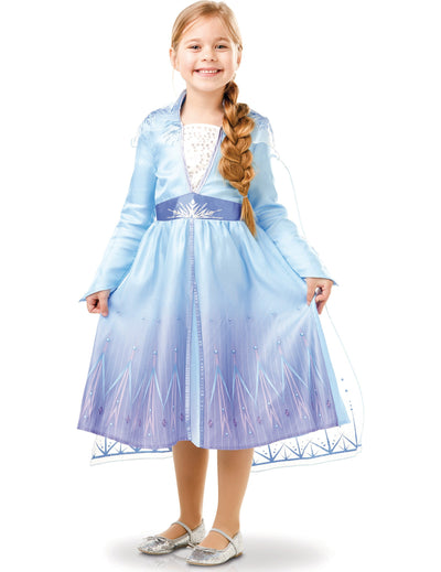 Costum clasic Elsa Frozen 2 pentru fată, albastru deschis
