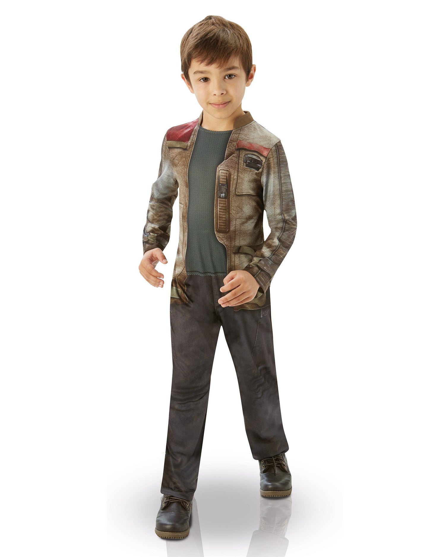 Déguisement classique Finn Star Wars VII pour enfant avec veste marron imprimée et pantalon gris