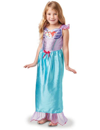 Costum Ariel pentru fetiță turcoaz și mov cu paiete