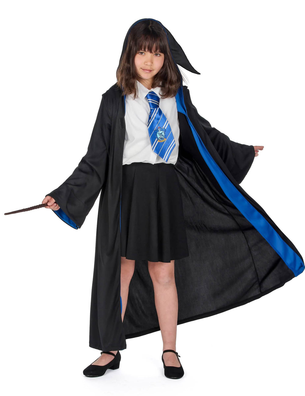 Costum clasic Ravenclaw Harry Potter pentru copil negru și albastru cu cravată