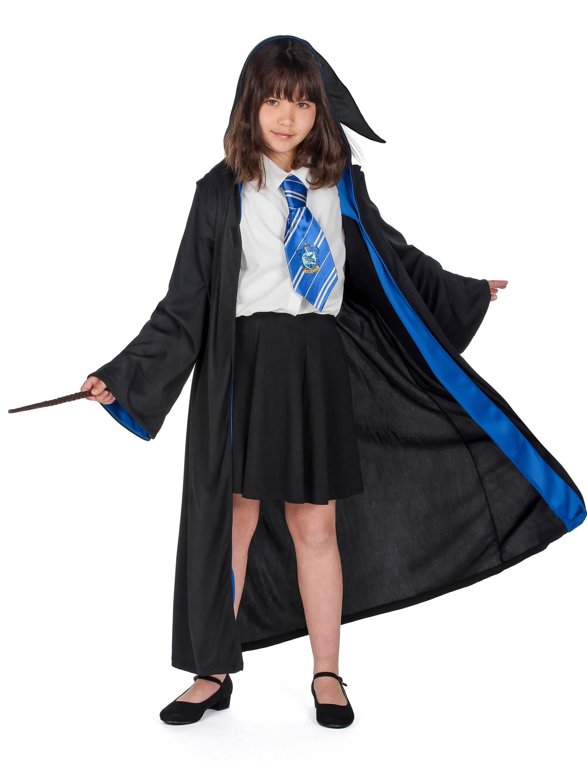 Costum clasic Ravenclaw Harry Potter pentru copil negru și albastru cu cravată