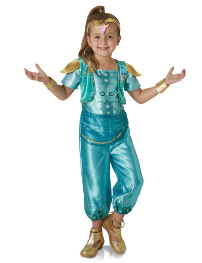 Costum clasic Shine Shimmer și Shine pentru copii, albastru turcoaz și auriu