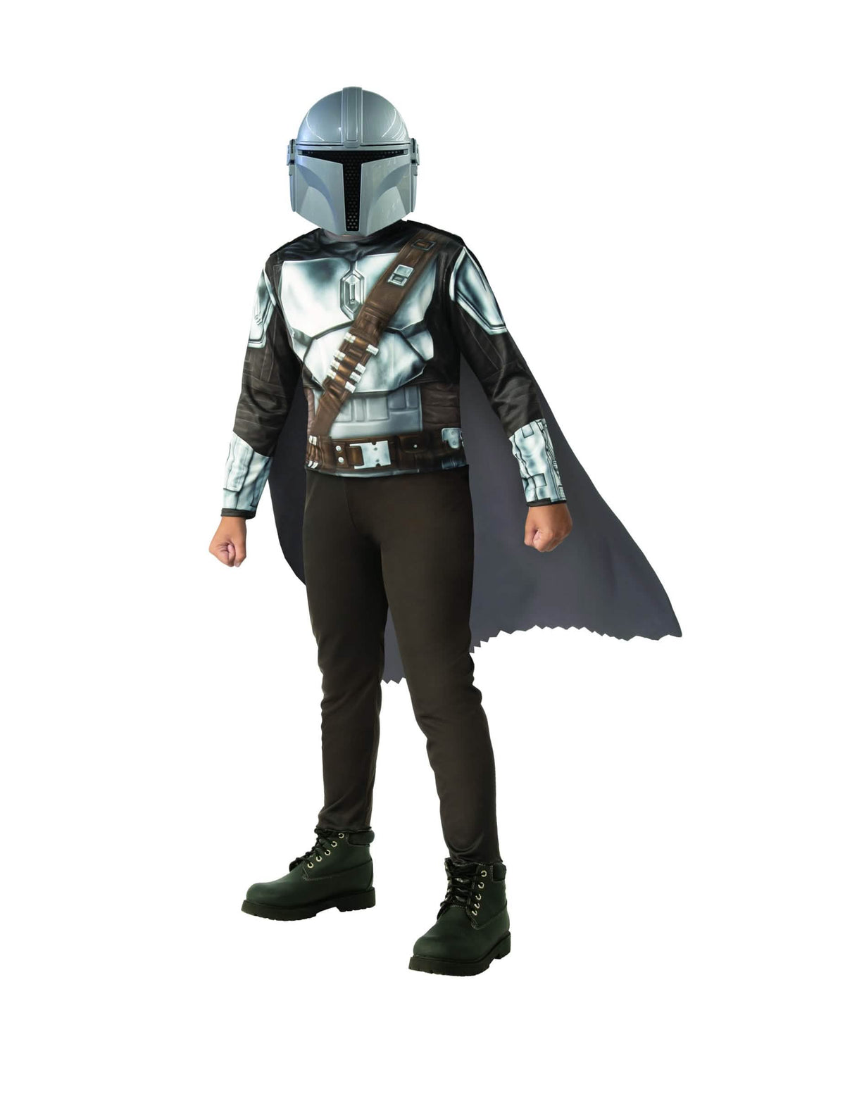Costum clasic The Mandalorian™ pentru copil gri și maro cu pelerină