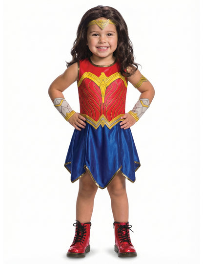 Vue de face du déguisement classique Wonder Woman Justice League™ pour fille