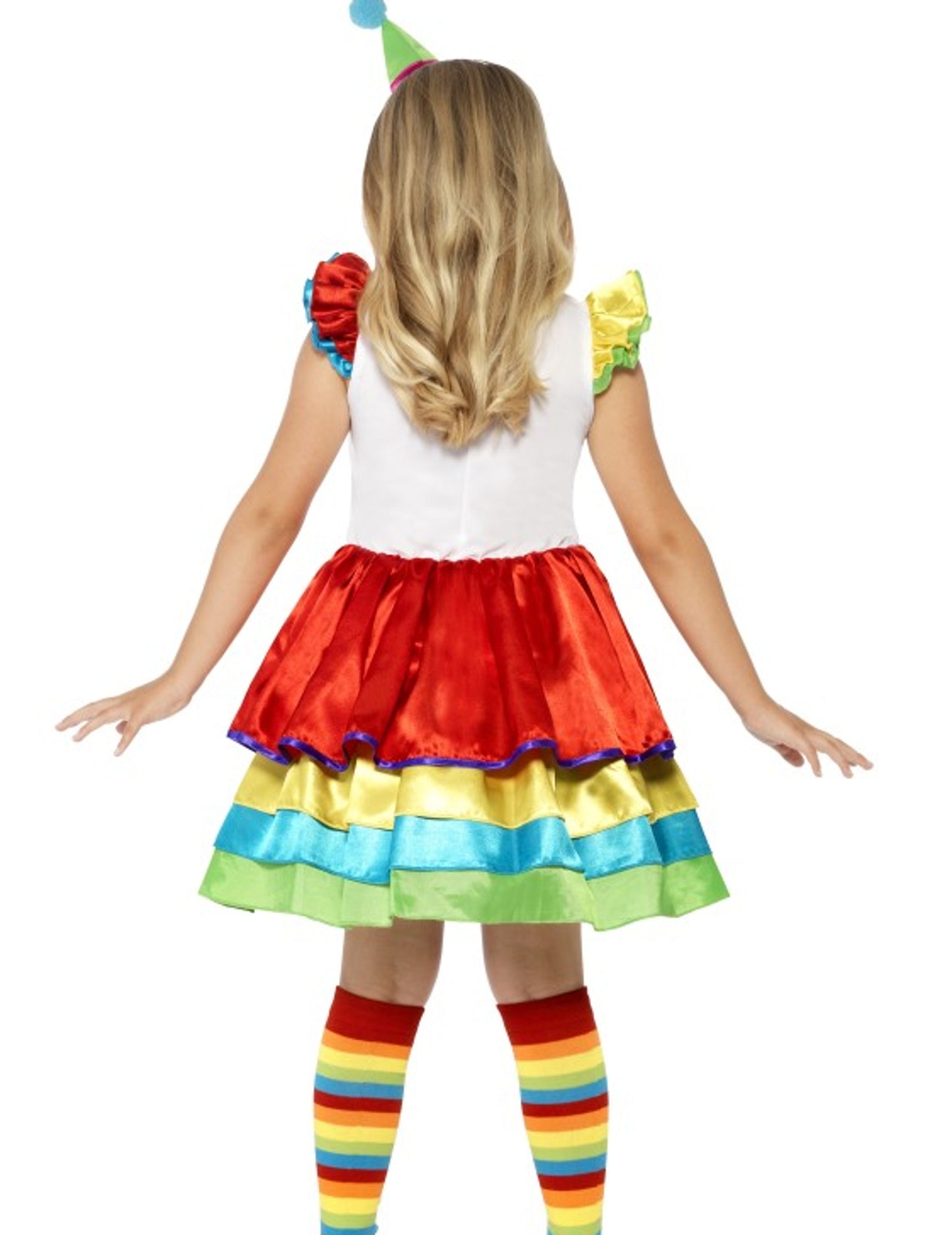 Fată multicoloră de costum de clovn