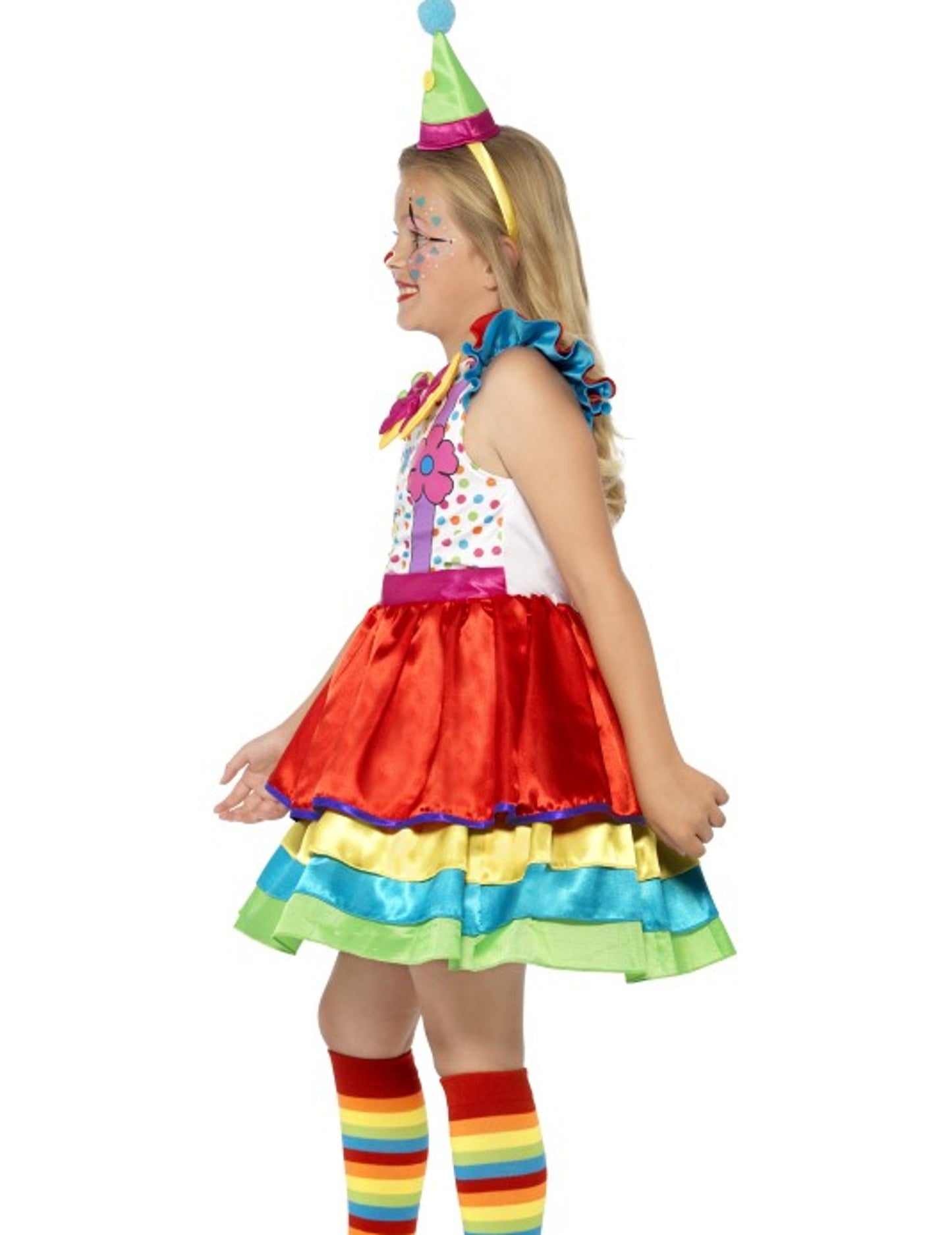 Fată multicoloră de costum de clovn