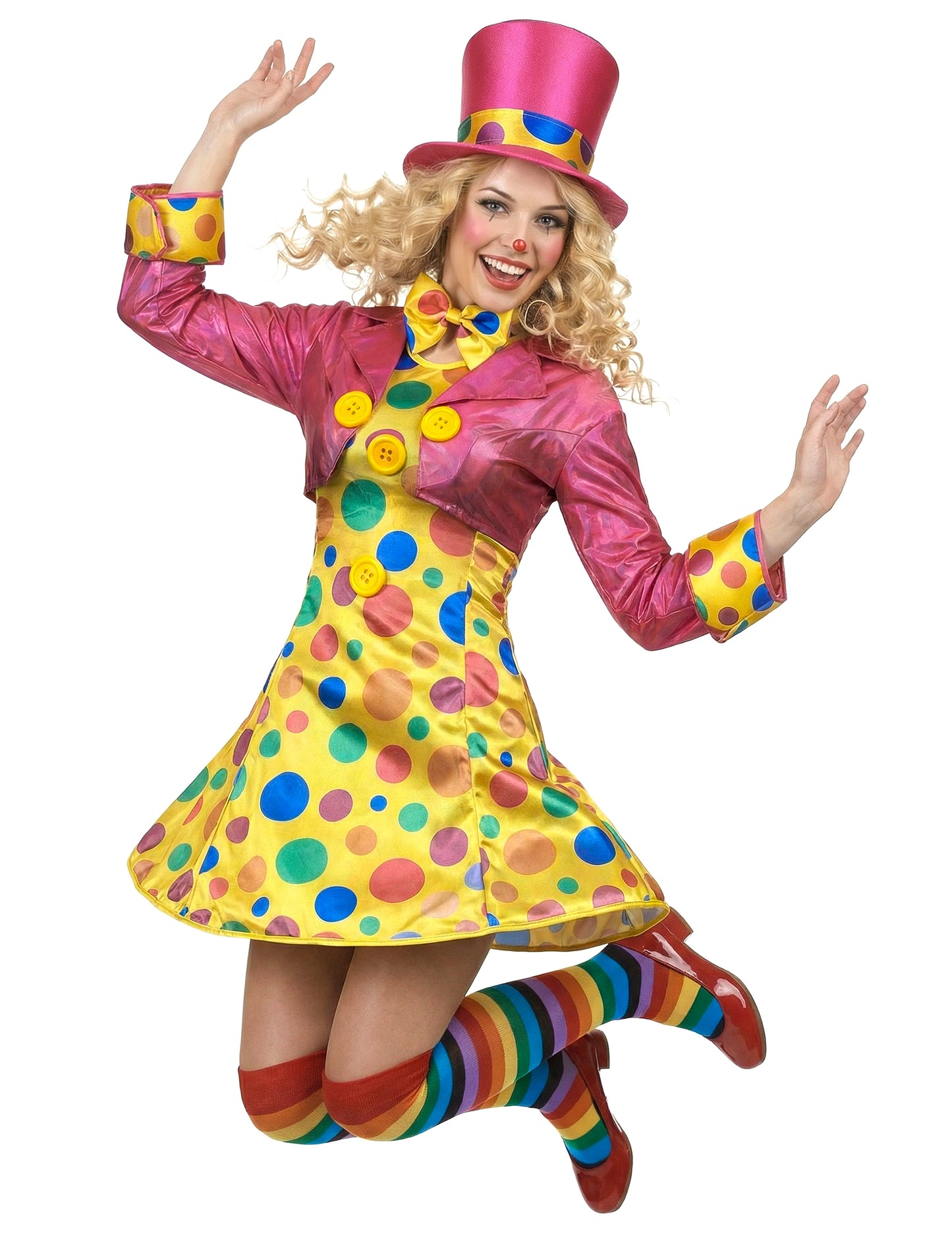 Vedere de ansamblu a costumului de clown amuzant pentru femei