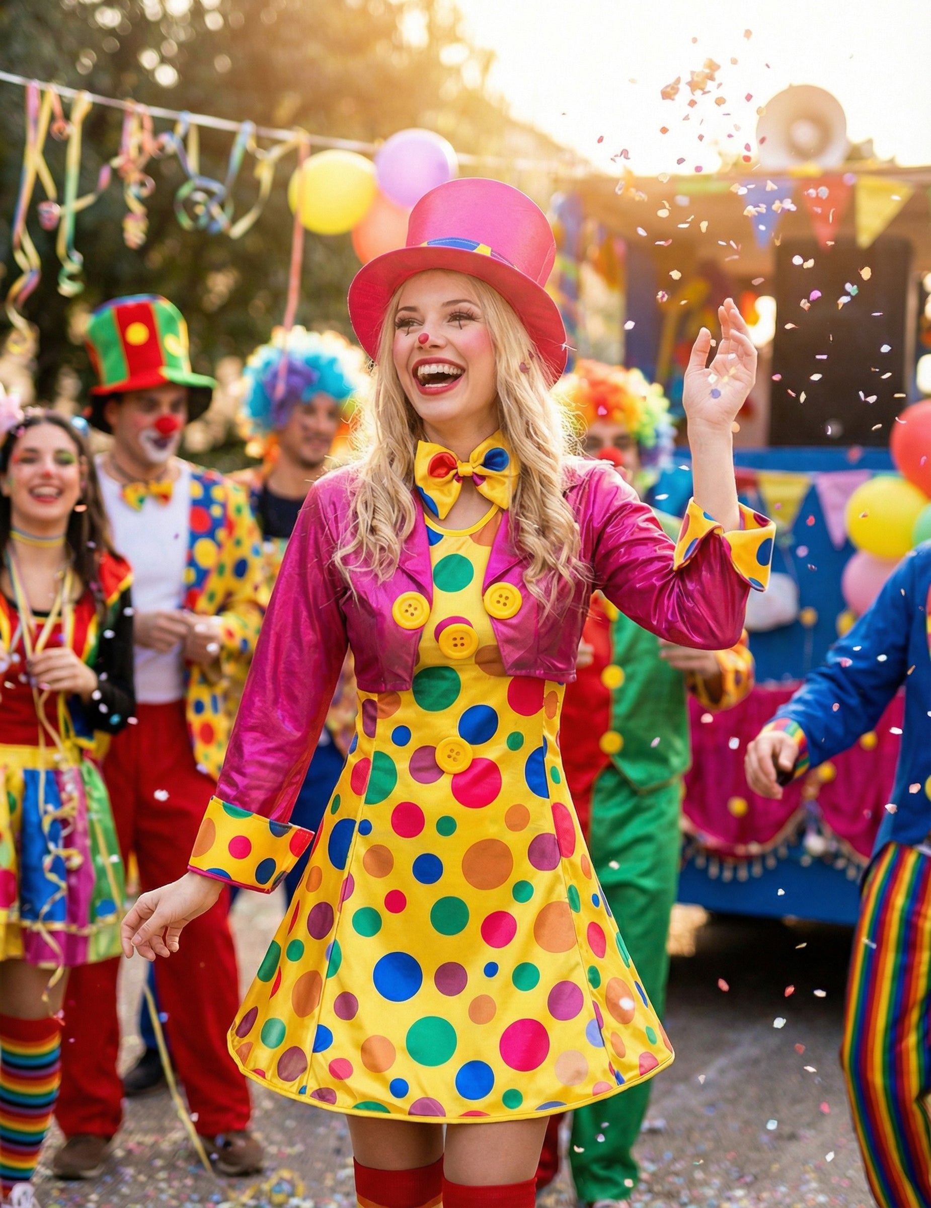 Prezentare festivă a costumului de clown amuzant pentru femei