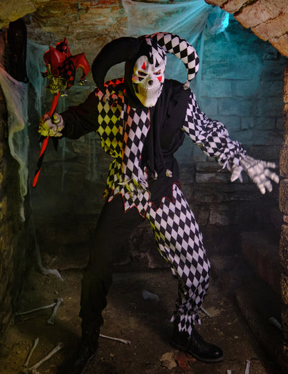Déguisement clown Arlequin d'Halloween homme noir