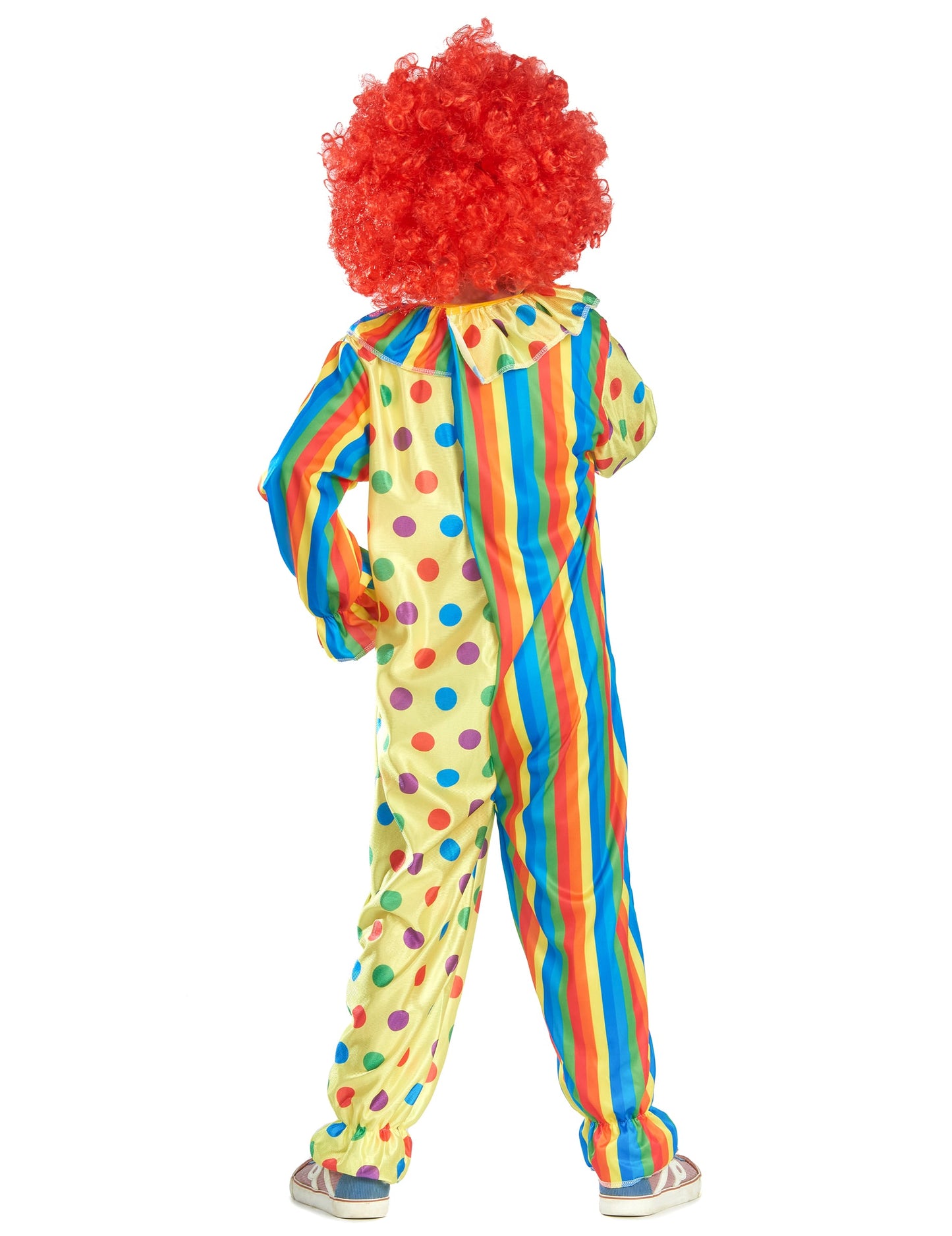 Vue de dos du déguisement de clown coloré pour enfant