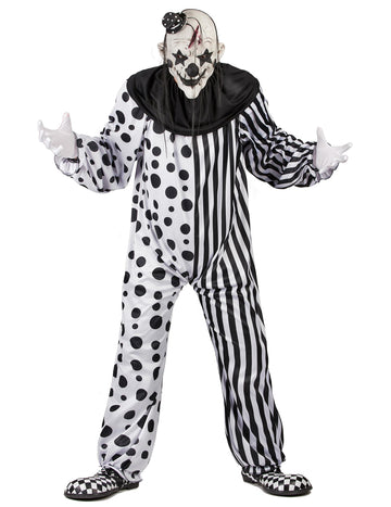 Costum monstruos de clovn alb -negru adult