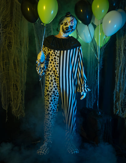 Costum monstruos de clovn alb -negru adult