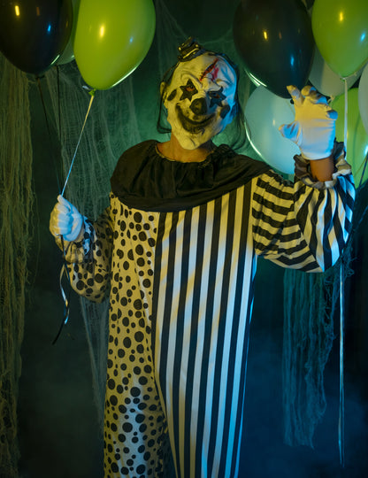 Costum monstruos de clovn alb -negru adult