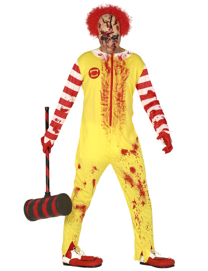 Costum de clovn roșu și galben pentru adulți