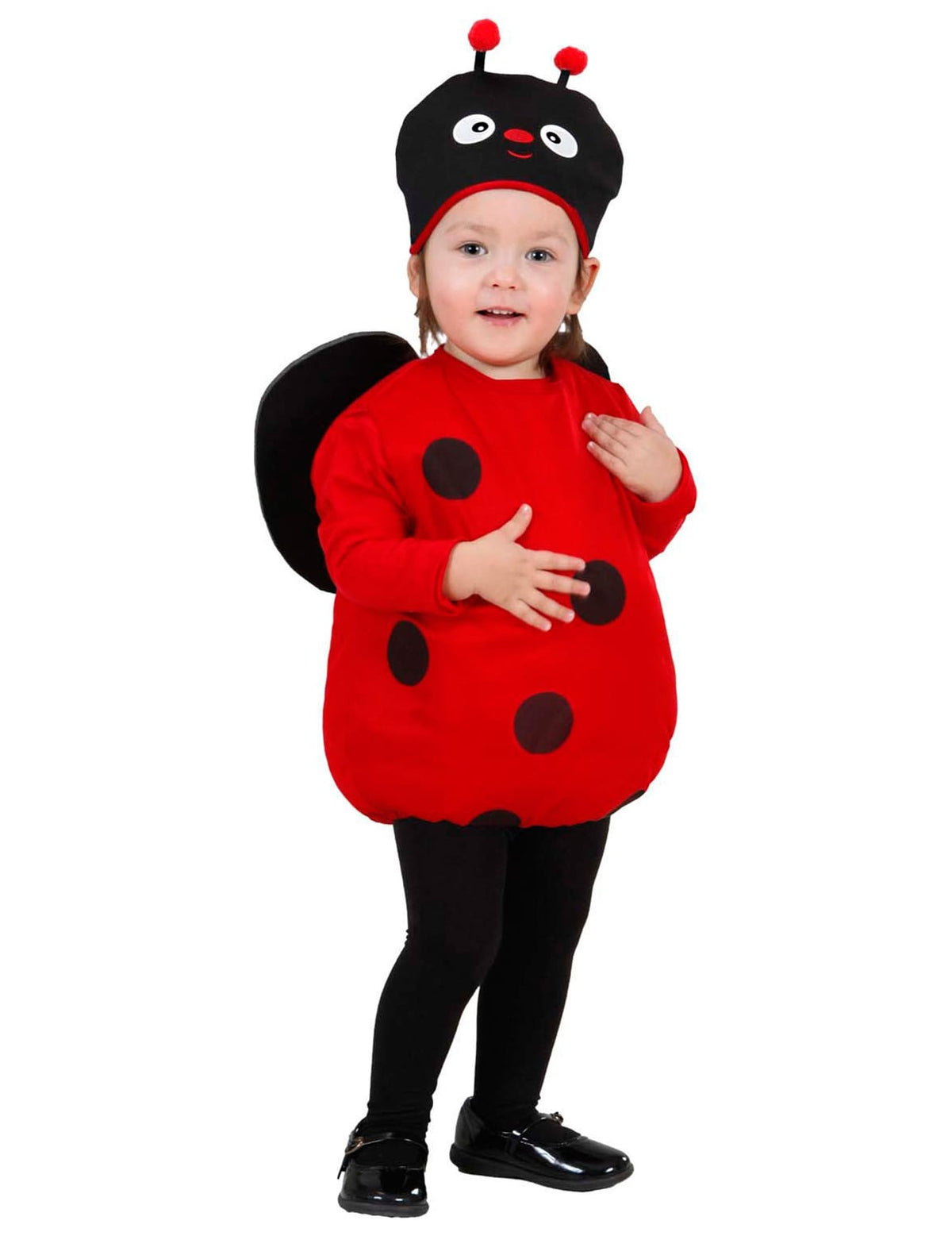 Déguisement bouffant coccinelle pour bébé rouge à pois noirs avec coiffe