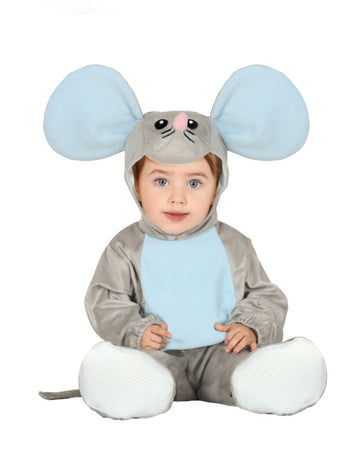 Deghizare combinată cu capotă de mouse gri pentru bebeluși