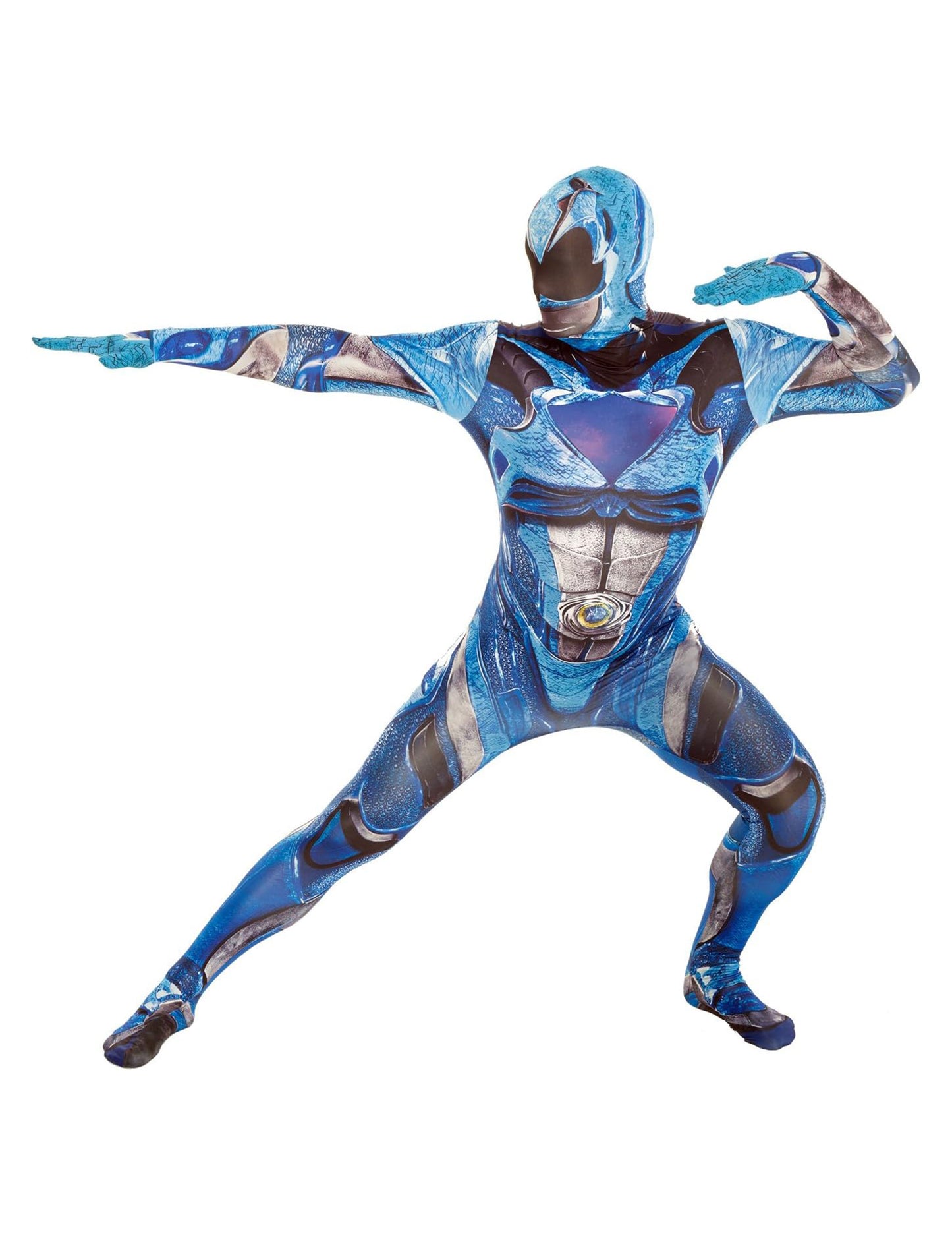 Combinație albastră deghizare Power Rangers Deluxe Morphsuits pentru adulți