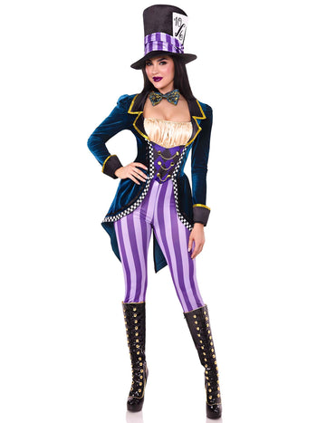 Costum de salopetă sexy de Pălărier Nebun pentru femeie