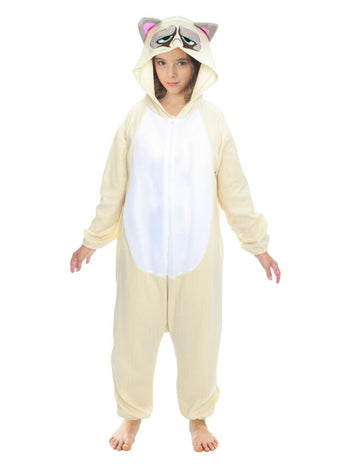 Déguisement combinaison Grumpy cat™ pour enfant beige et blanc