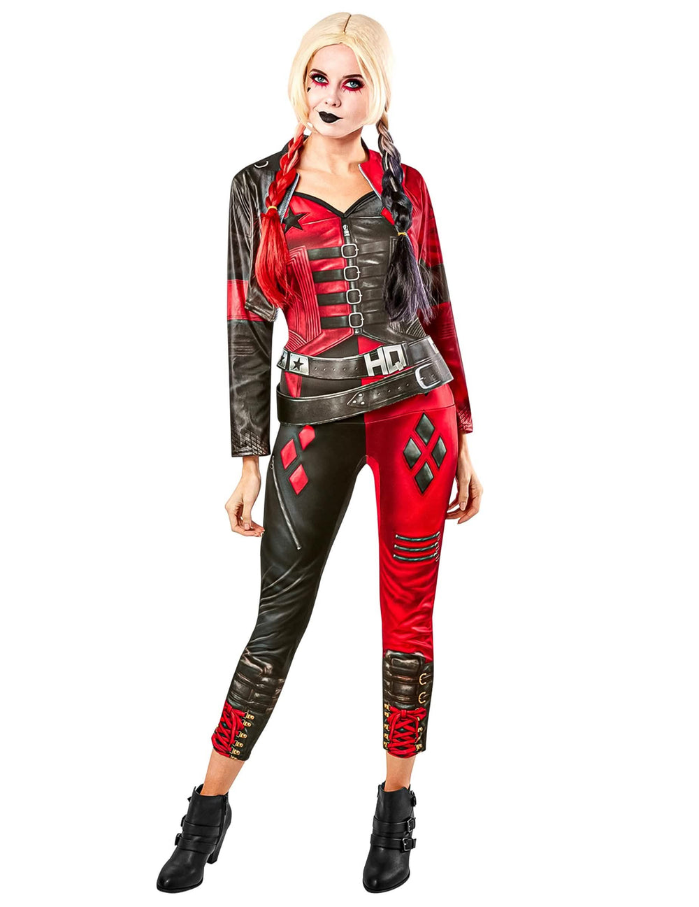 Costum combinație Harley Quinn Suicide squad 2 pentru femeie roșu și negru