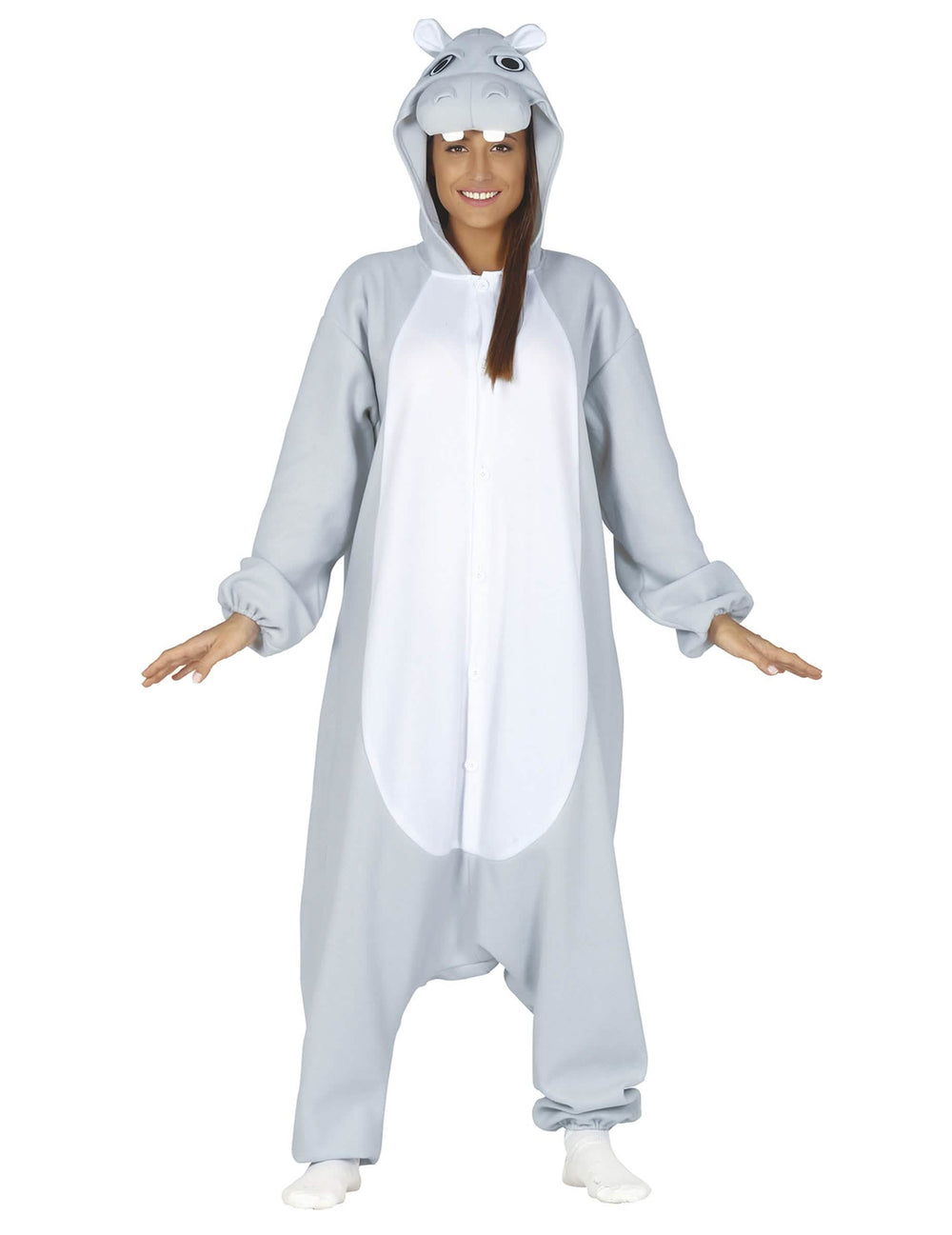 Costum combinație de hipopotam pentru adult gri și alb