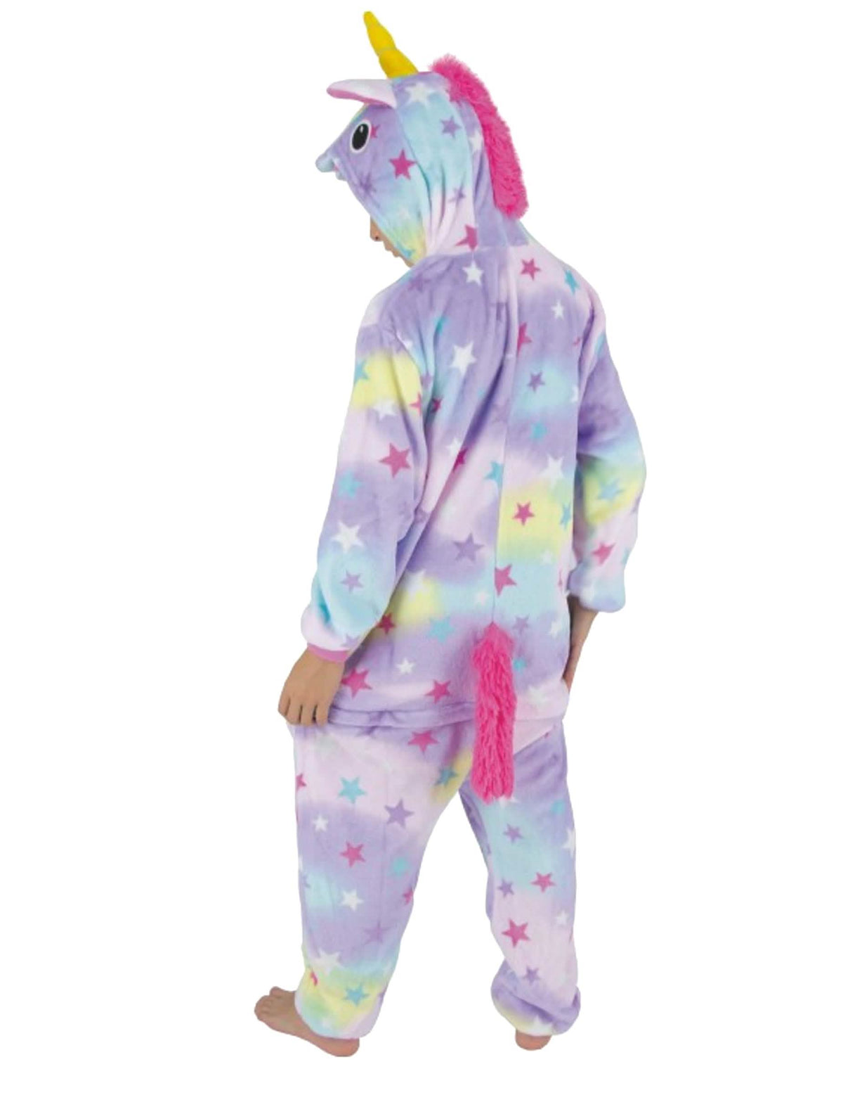 Vedere din spate a costumului combinezon unicorni cu stele pentru copil