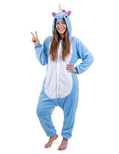 Costum combinat de unicorn albastru pentru adulți
