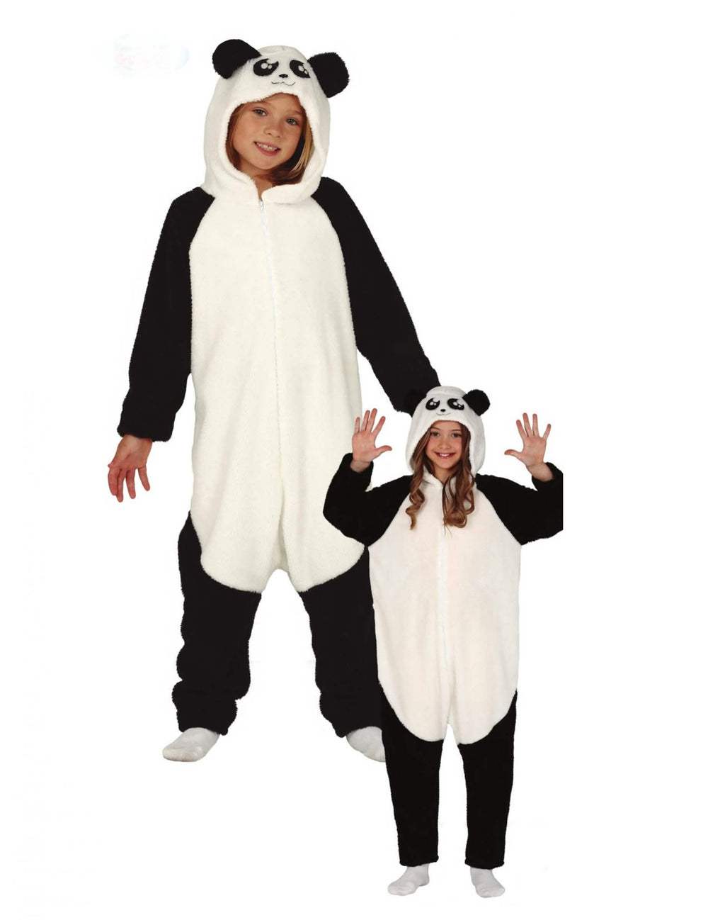 Costum salopetă de panda pentru copil alb și negru din pluș