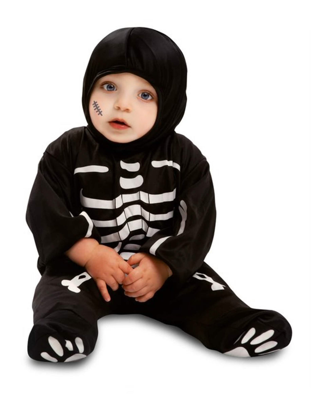 Costum combinație mic schelet pentru bebeluș alb și negru