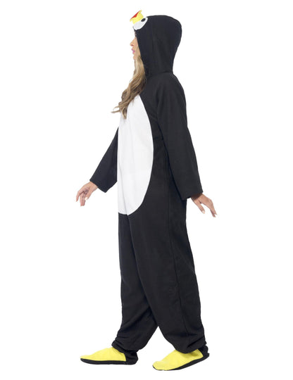 Costum combinat de pinguin cu capotă pentru adulți