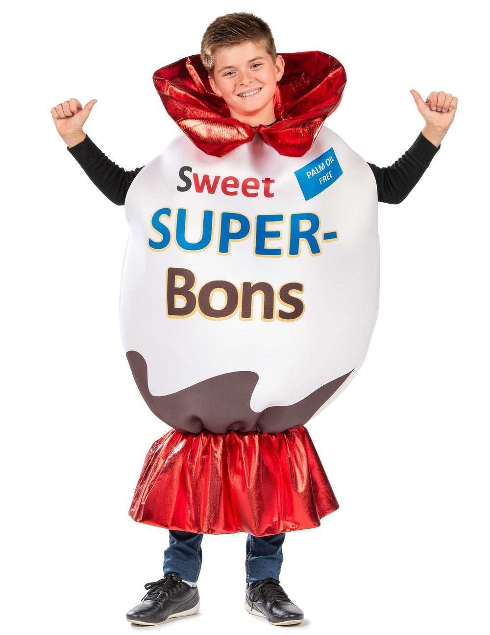 Déguisement de confiserie superbon pour enfant blanc et rouge en forme d'œuf emballé
