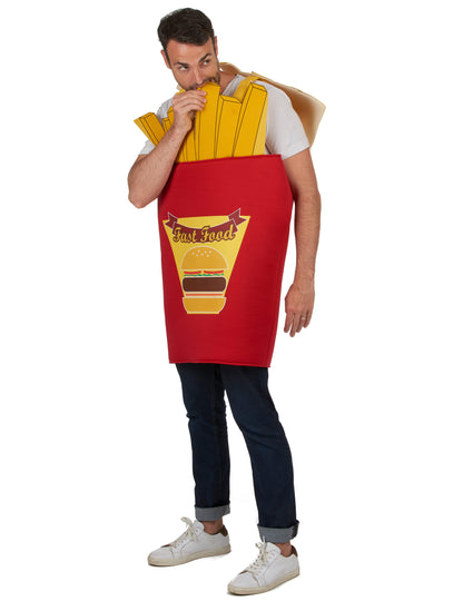Vue de trois-quarts du déguisement cornet de frites adulte