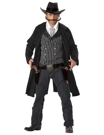 Déguisement de cow-boy Santa Maria pour homme noir avec long manteau et chapeau