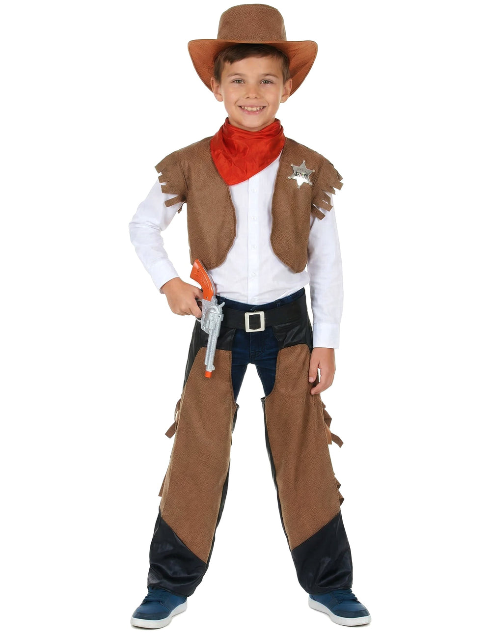 Pistolet et accessoires du déguisement de cowboy pour garçon marron