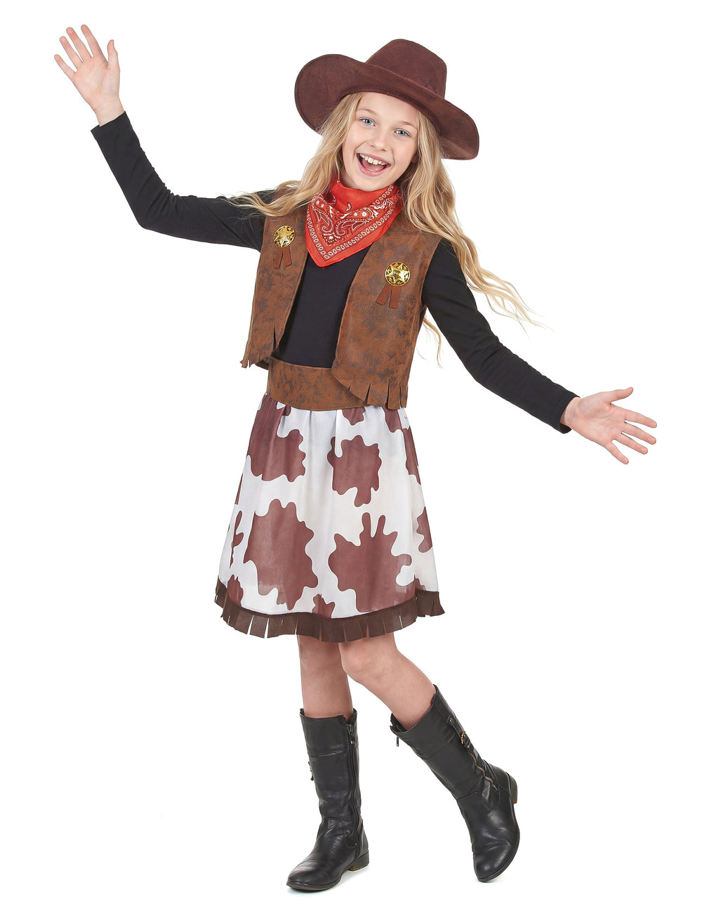 Vue de face du déguisement cowgirl pour fille