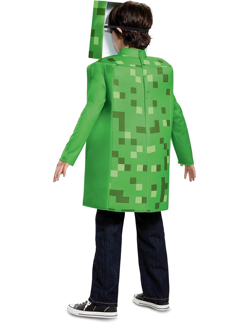 Vedere din spate a costumului Creeper Minecraft pentru copil