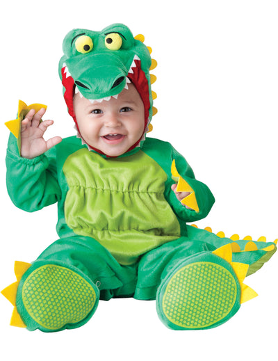 Costum de crocodil pentru bebeluși verde și galben versiune de lux