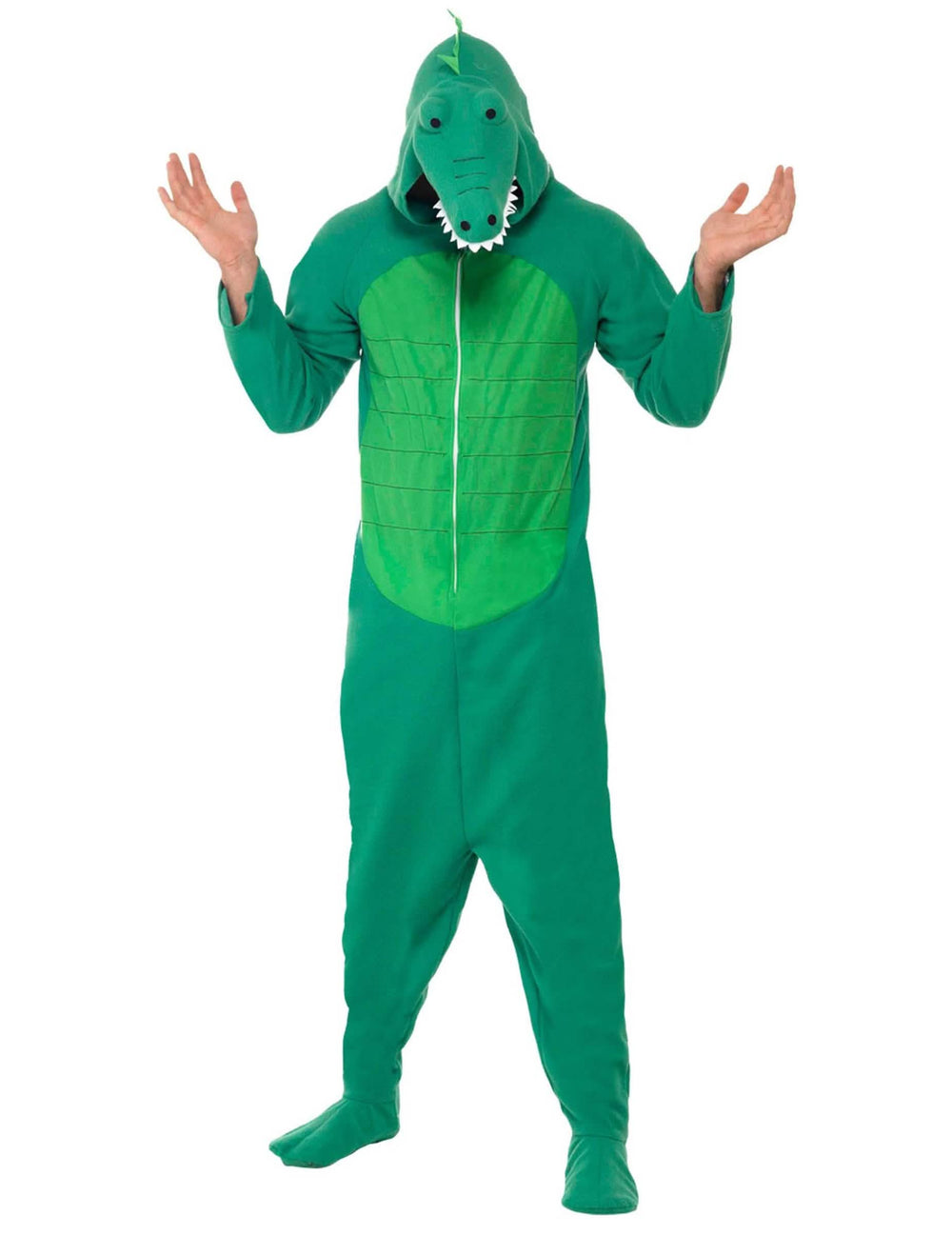 Vedere din față a costumului de crocodil pentru adult