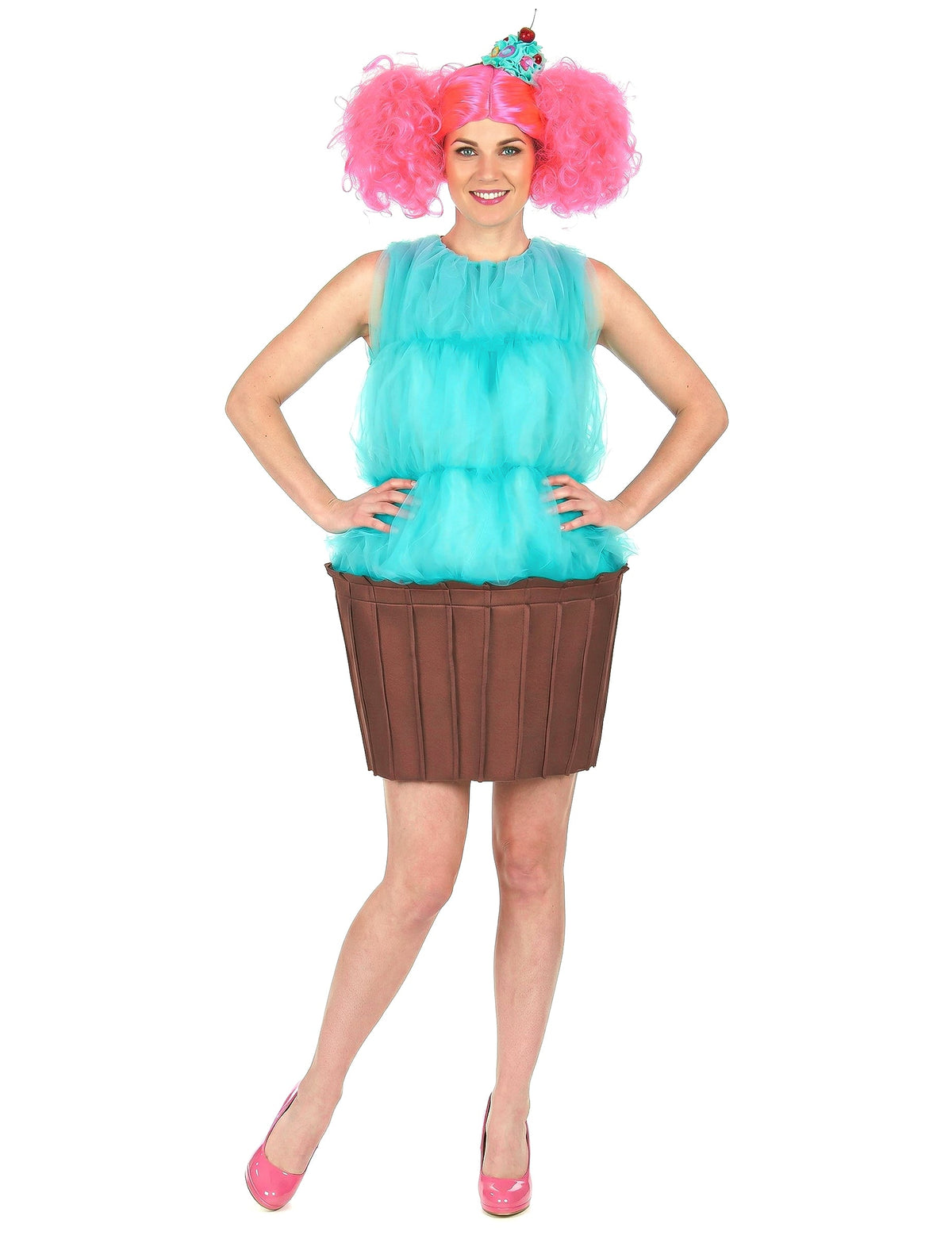 Déguisement de cupcake pour femme turquoise et marron