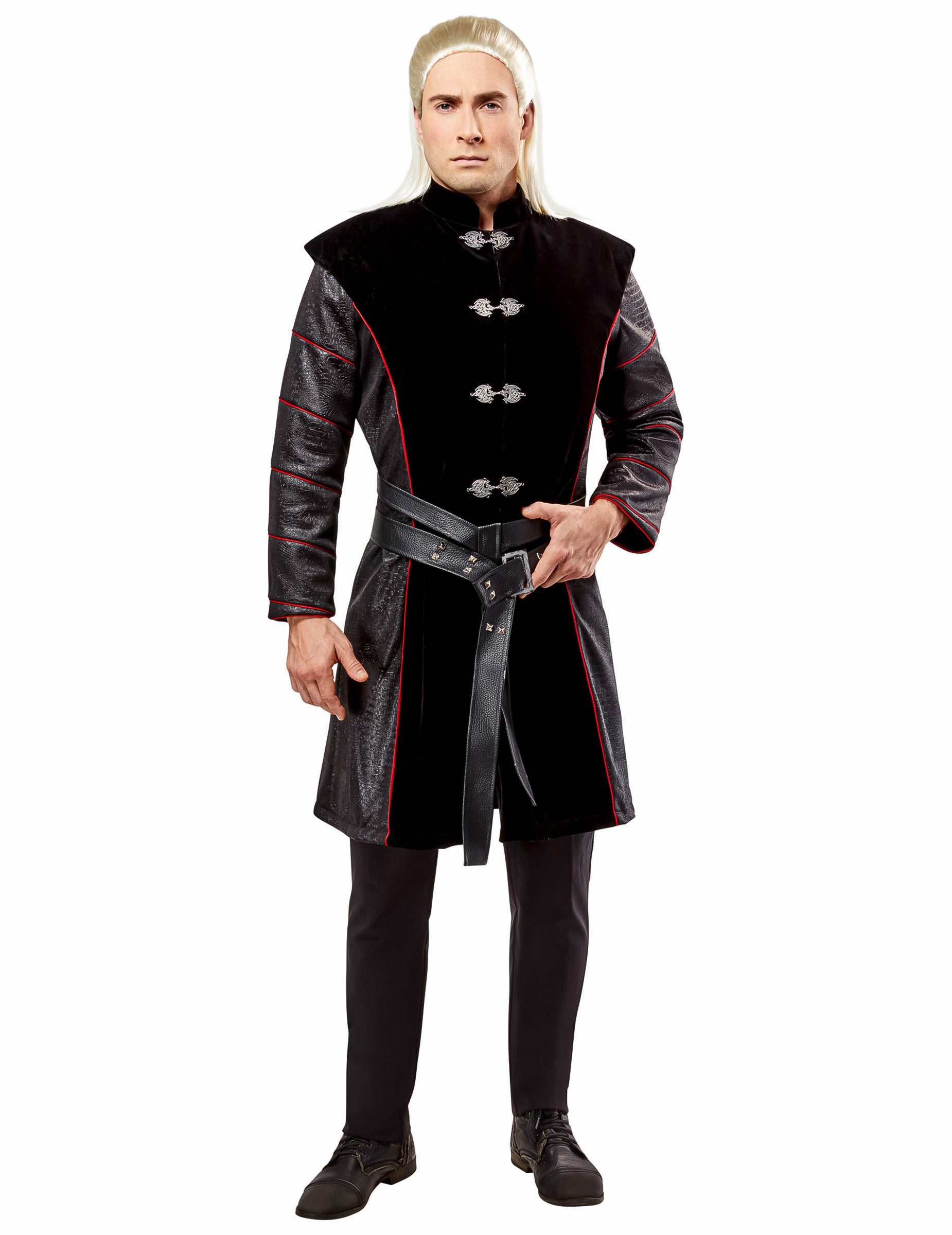 Déguisement Daemon House of the Dragon pour homme noir et rouge luxe avec ceinture