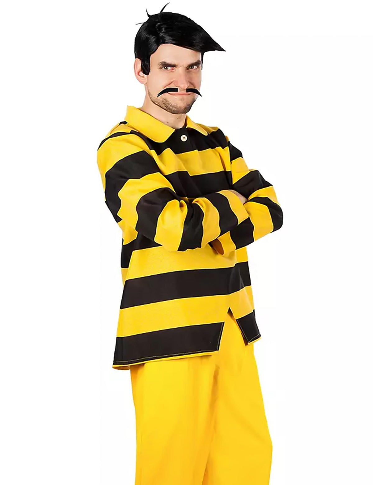 Déguisement Dalton pour homme jaune et noir à rayures