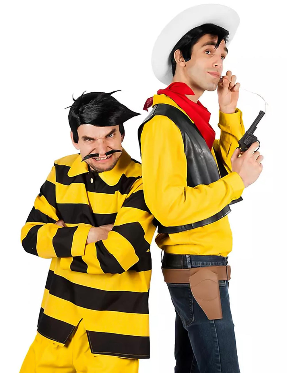 Mise en situation avec Lucky Luke du déguisement Dalton pour homme