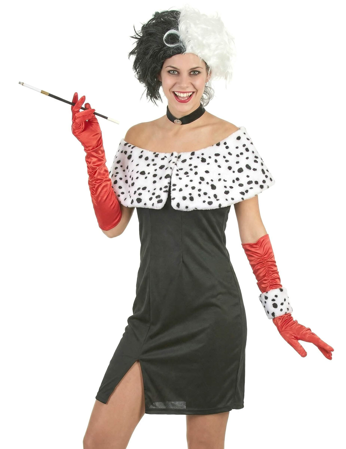 Détail des accessoires du déguisement dame cruelle sexy pour femme