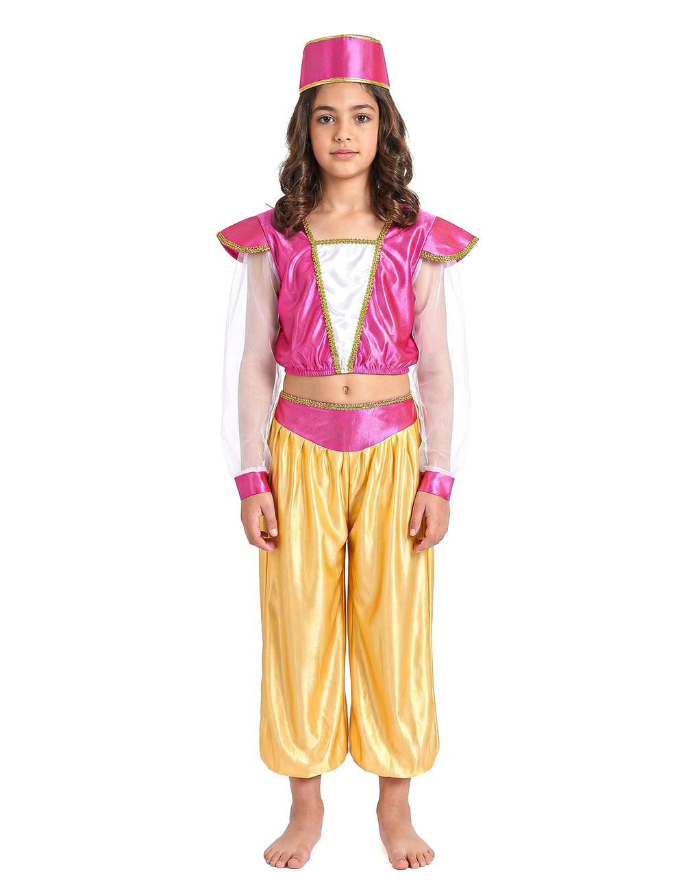 Vue de face du déguisement danseuse orientale luxe pour fille