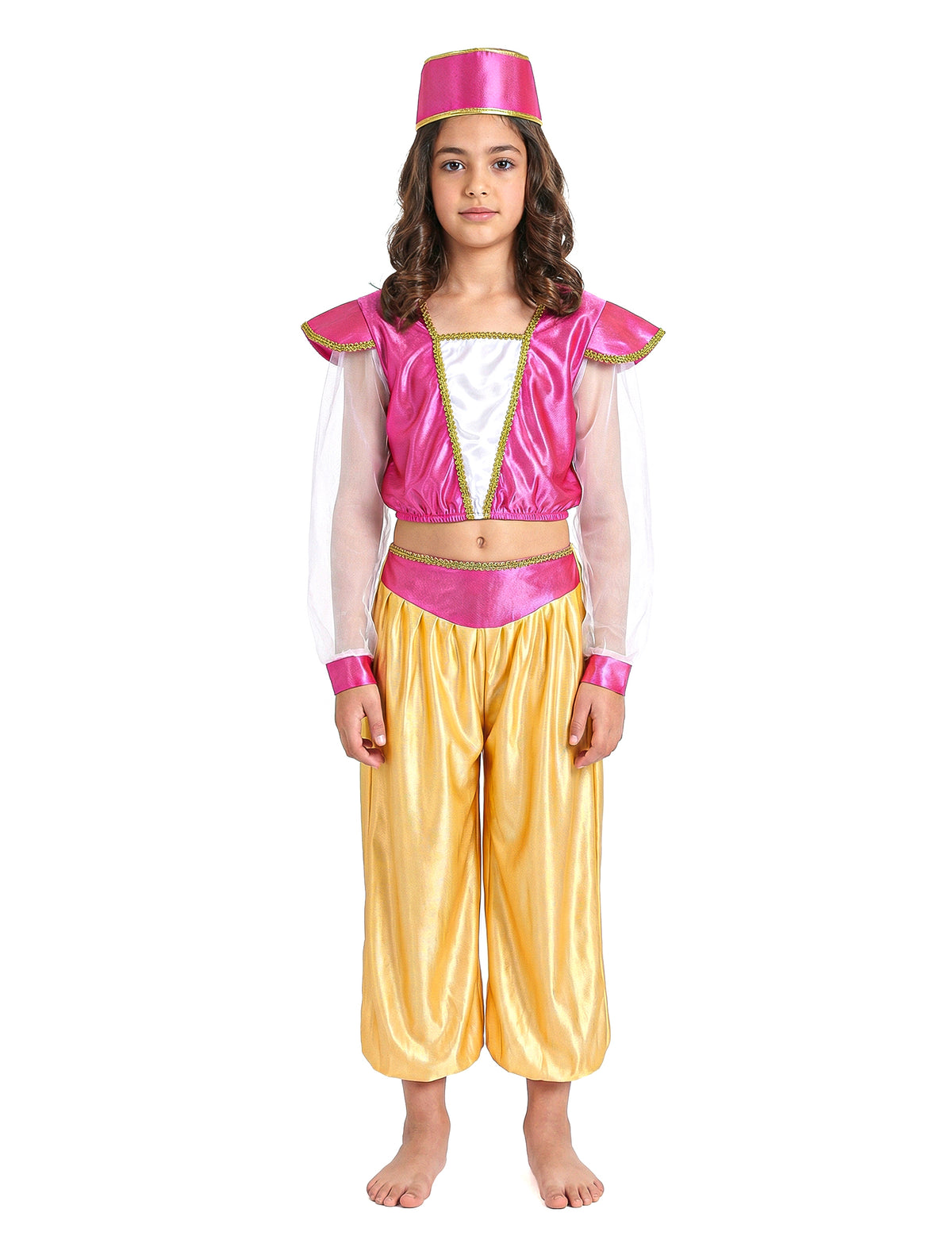 Vue de face du déguisement danseuse orientale luxe pour fille