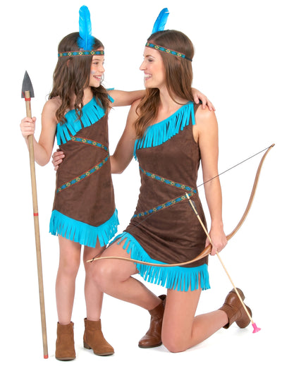 Déguisement duo indiennes marron mère et fille