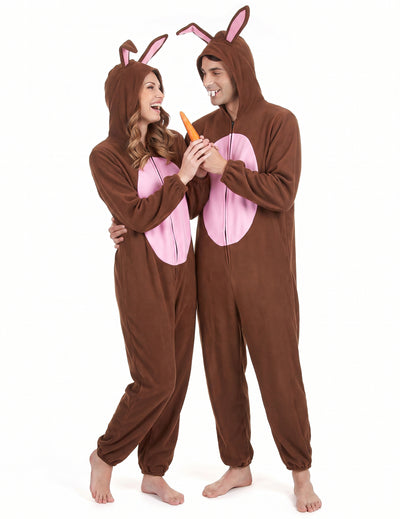 Déguisement de couple lapin marron